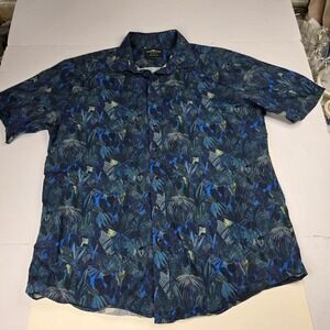 Rodd & Gunn Men's Button Down Short Sleeve Shirt Parrot Leaf Print‎